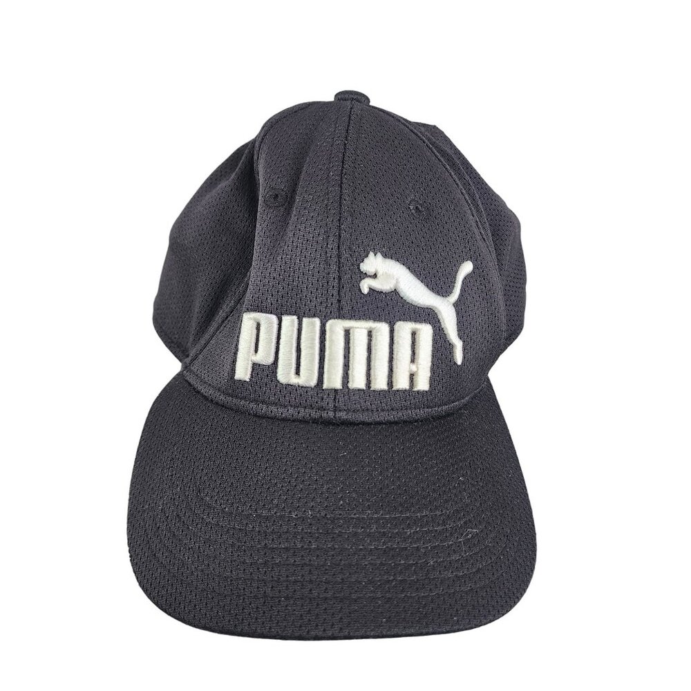 Puma Black Baseball Cap Mesh Fabric Breathable Embroidered Logo L/XL